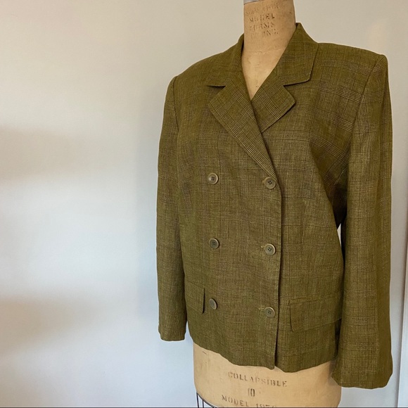 Vintage Jones NY Linen Plaid Pantsuit. Sz 16/18W. - Picture 2 of 8